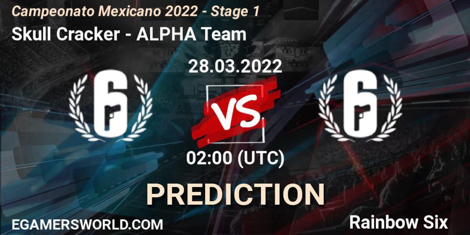 Pronósticos Skull Cracker - ALPHA Team. 28.03.2022 at 03:00. Campeonato Mexicano 2022 - Stage 1 - Rainbow Six