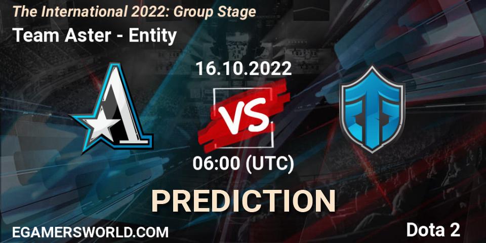 Pronósticos Team Aster - Entity. 16.10.22. The International 2022: Group Stage - Dota 2