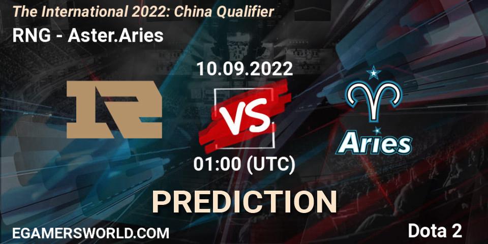 Pronósticos RNG - Aster.Aries. 10.09.2022 at 01:02. The International 2022: China Qualifier - Dota 2