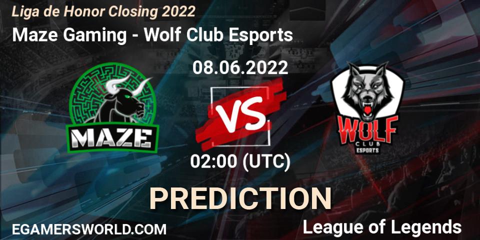 Pronósticos Maze Gaming - Wolf Club Esports. 08.06.2022 at 02:00. Liga de Honor Closing 2022 - LoL