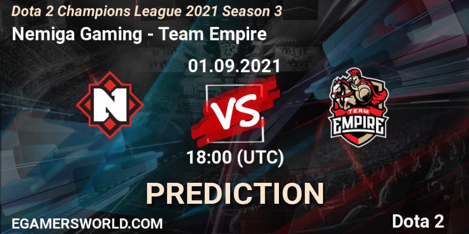 Pronósticos Nemiga Gaming - Team Empire. 03.09.2021 at 12:00. Dota 2 Champions League 2021 Season 3 - Dota 2