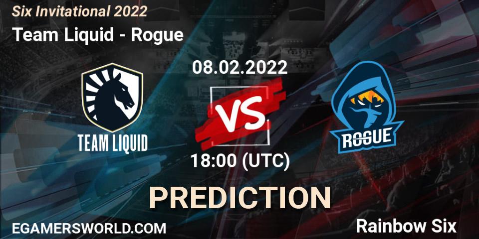 Pronósticos Team Liquid - Rogue. 08.02.2022 at 18:00. Six Invitational 2022 - Rainbow Six