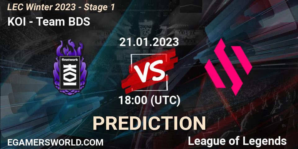 Pronósticos KOI - Team BDS. 21.01.2023 at 18:00. LEC Winter 2023 - Stage 1 - LoL