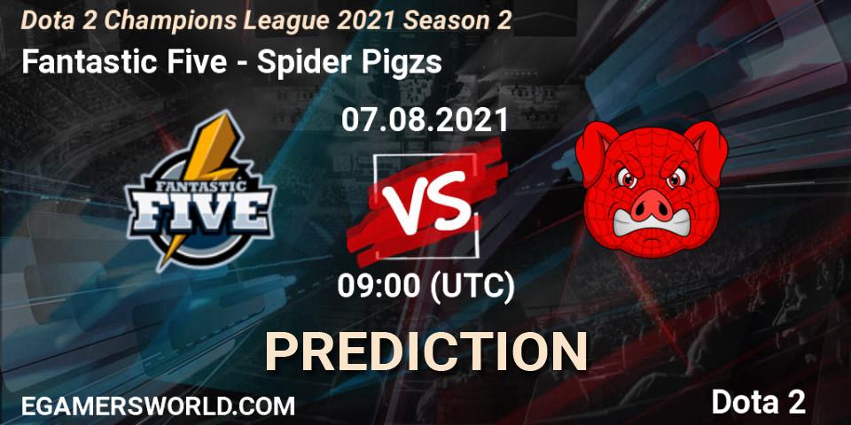 Pronósticos Fantastic Five - Spider Pigzs. 09.08.2021 at 09:47. Dota 2 Champions League 2021 Season 2 - Dota 2