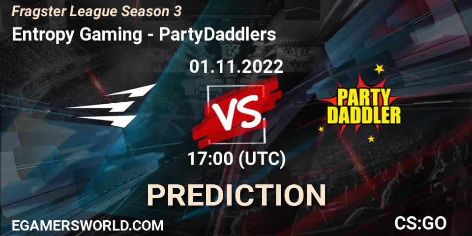 Pronósticos Entropy Gaming - PartyDaddlers. 01.11.2022 at 17:00. Fragster League Season 3 - Counter-Strike (CS2)
