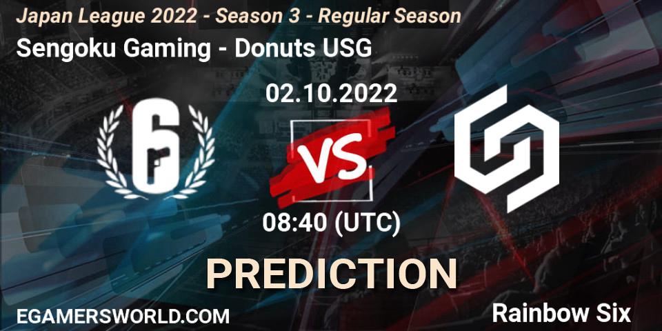 Pronósticos Sengoku Gaming - Donuts USG. 02.10.2022 at 08:40. Japan League 2022 - Season 3 - Regular Season - Rainbow Six