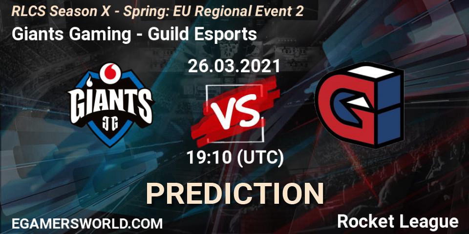 Pronósticos Giants Gaming - Guild Esports. 26.03.2021 at 19:00. RLCS Season X - Spring: EU Regional Event 2 - Rocket League