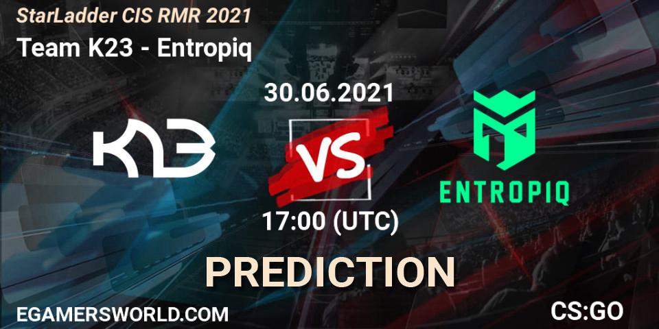 Pronósticos Team K23 - Entropiq. 29.06.2021 at 14:00. StarLadder CIS RMR 2021 - Counter-Strike (CS2)