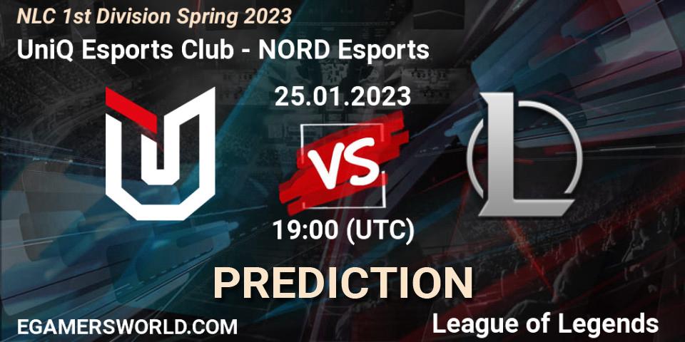 Pronósticos UniQ Esports Club - NORD Esports. 25.01.23. NLC 1st Division Spring 2023 - LoL