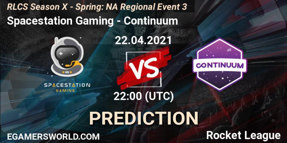 Pronósticos Spacestation Gaming - Continuum. 22.04.2021 at 22:00. RLCS Season X - Spring: NA Regional Event 3 - Rocket League