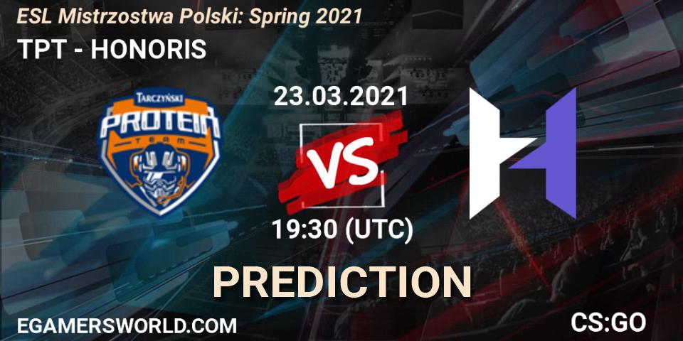 Pronósticos TPT - HONORIS. 23.03.2021 at 19:30. ESL Mistrzostwa Polski: Spring 2021 - Counter-Strike (CS2)