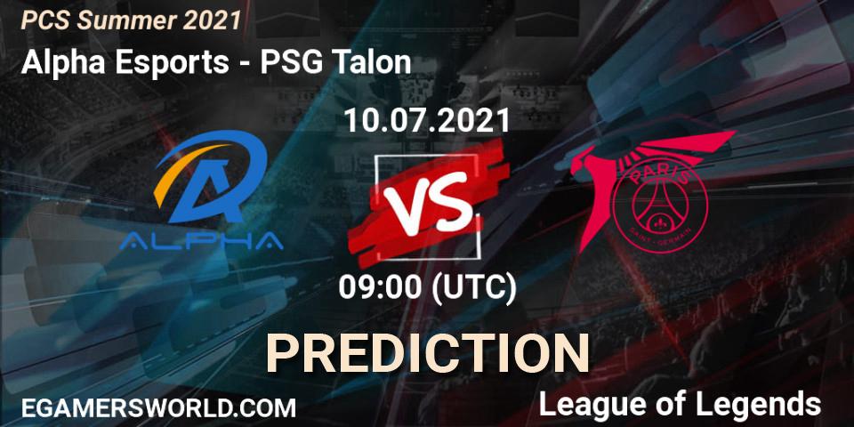 Pronósticos Alpha Esports - PSG Talon. 10.07.2021 at 09:00. PCS Summer 2021 - LoL