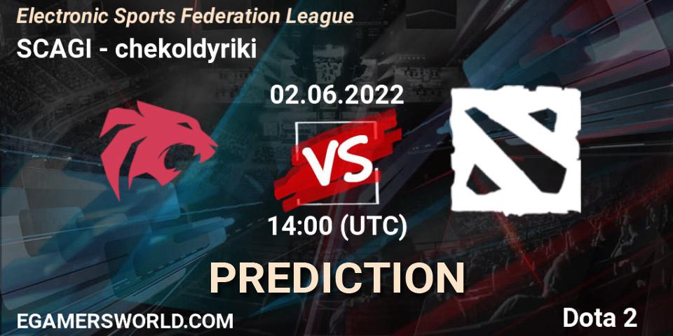 Pronósticos SCAGI - chekoldyriki. 02.06.2022 at 14:04. Electronic Sports Federation League - Dota 2