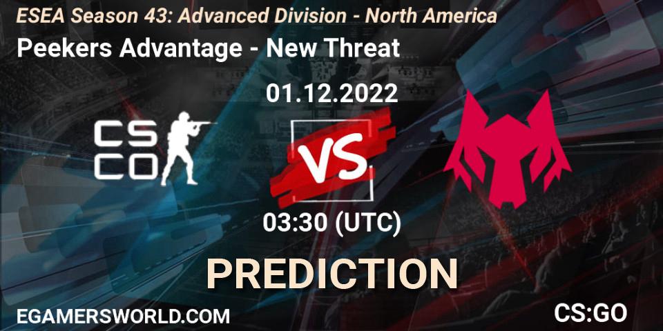 Pronósticos Peekers Advantage - New Threat. 01.12.22. ESEA Season 43: Advanced Division - North America - CS2 (CS:GO)
