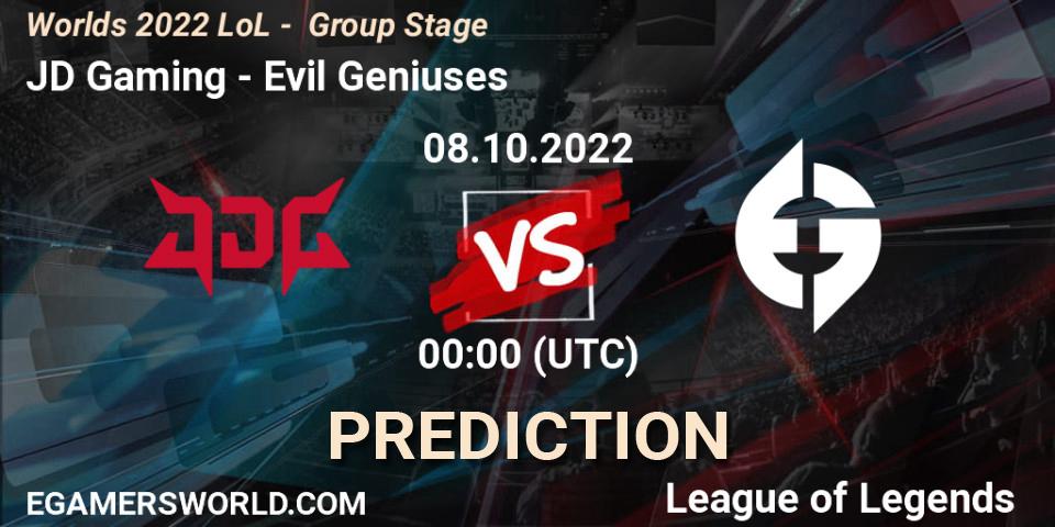 Pronósticos JD Gaming - Evil Geniuses. 08.10.22. Worlds 2022 LoL - Group Stage - LoL