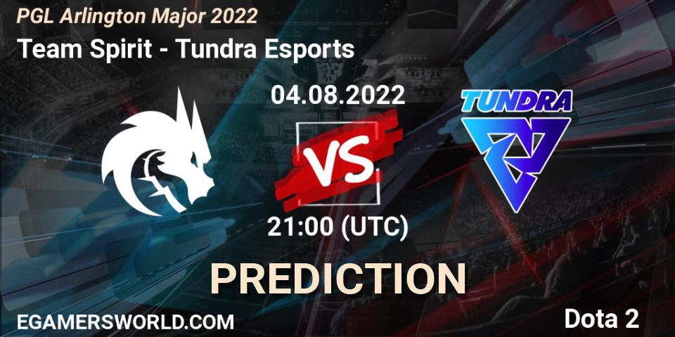 Pronósticos Team Spirit - Tundra Esports. 04.08.2022 at 22:04. PGL Arlington Major 2022 - Group Stage - Dota 2