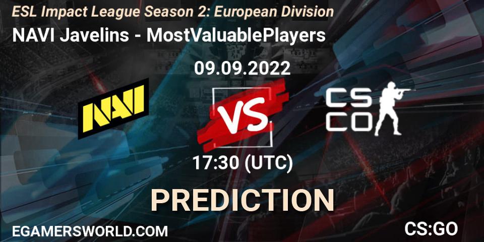 Pronósticos NAVI Javelins - MostValuablePlayers. 09.09.2022 at 17:30. ESL Impact League Season 2: European Division - Counter-Strike (CS2)