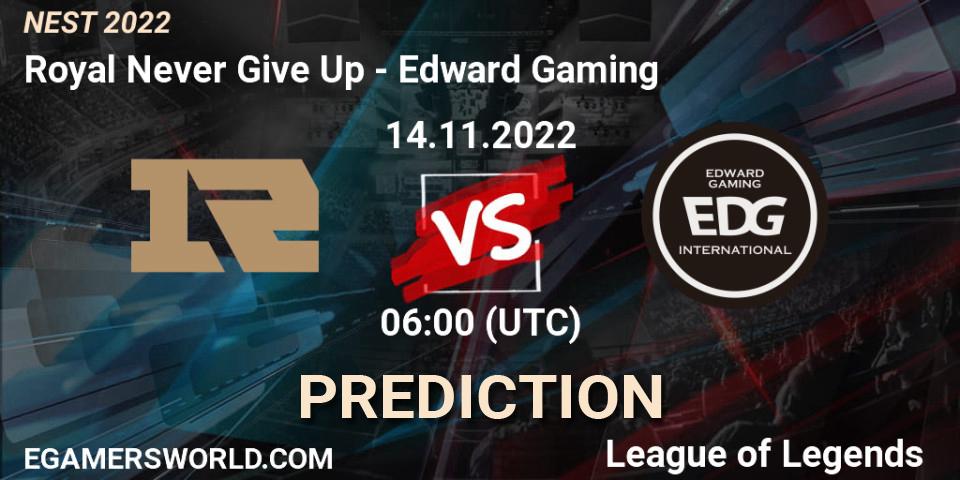 Pronósticos Royal Never Give Up - Edward Gaming. 14.11.22. NEST 2022 - LoL