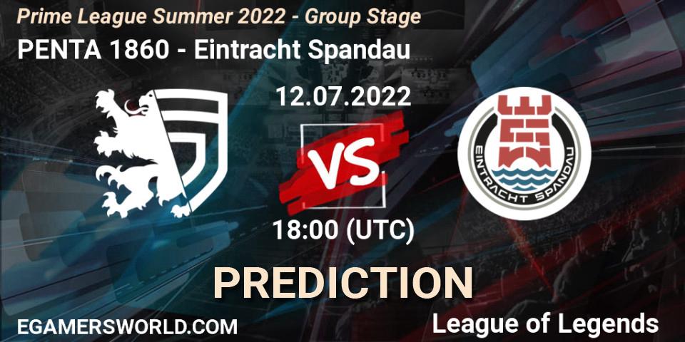Pronósticos PENTA 1860 - Eintracht Spandau. 12.07.2022 at 19:00. Prime League Summer 2022 - Group Stage - LoL