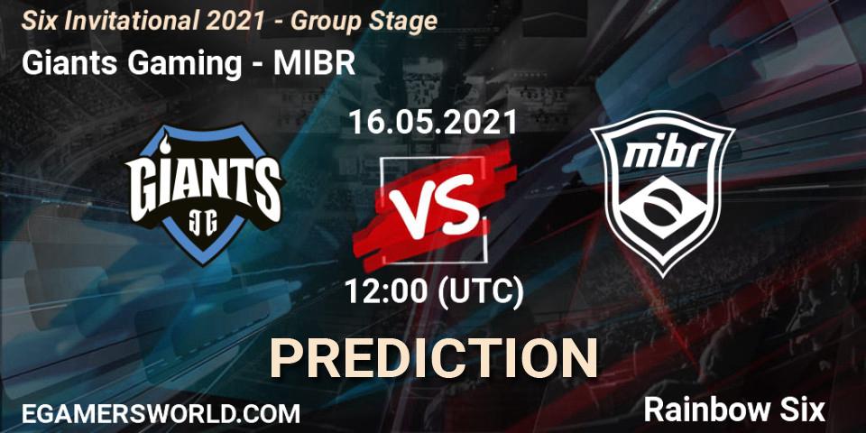 Pronósticos Giants Gaming - MIBR. 16.05.21. Six Invitational 2021 - Group Stage - Rainbow Six