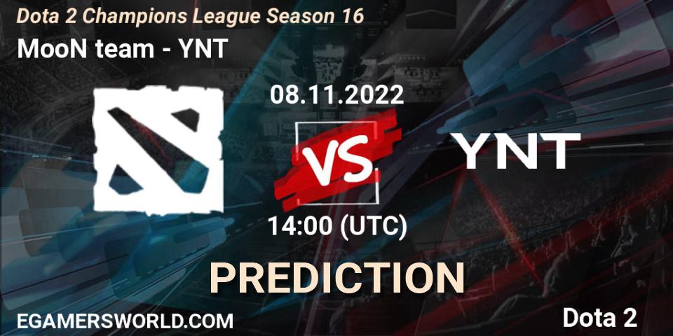 Pronósticos MooN team - YNT. 08.11.2022 at 14:19. Dota 2 Champions League Season 16 - Dota 2