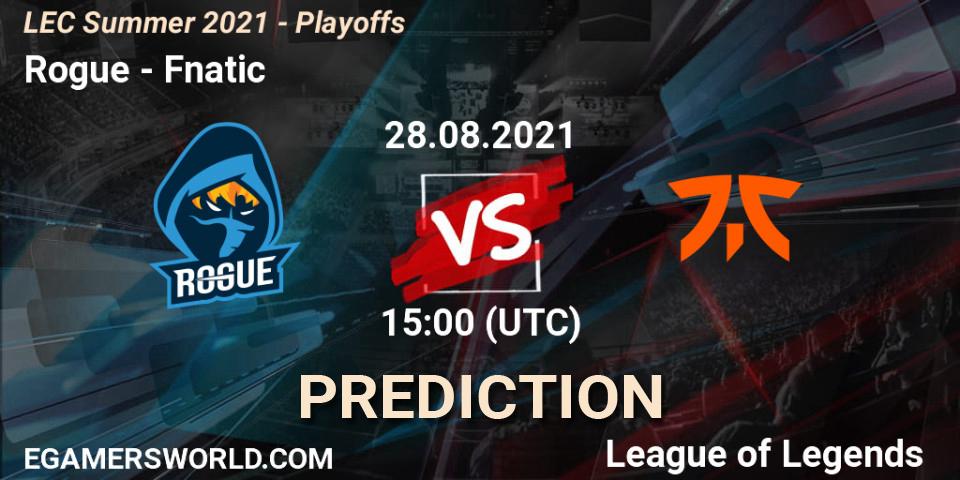 Pronósticos Rogue - Fnatic. 28.08.2021 at 15:00. LEC Summer 2021 - Playoffs - LoL