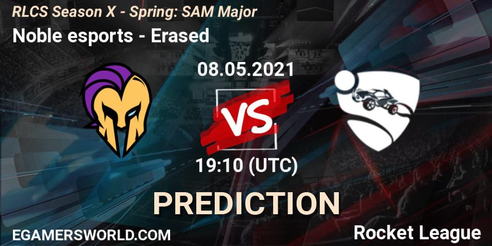 Pronósticos Noble esports - Erased. 08.05.2021 at 19:10. RLCS Season X - Spring: SAM Major - Rocket League