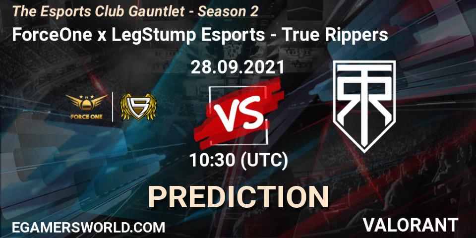 Pronósticos ForceOne x LegStump Esports - True Rippers. 28.09.2021 at 10:30. The Esports Club Gauntlet - Season 2 - VALORANT