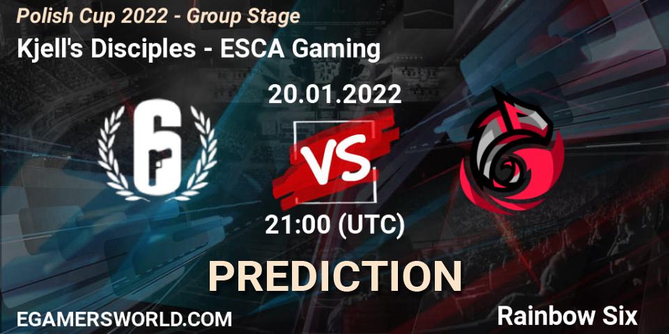 Pronósticos Kjell's Disciples - ESCA Gaming. 20.01.2022 at 21:00. Polish Cup 2022 - Group Stage - Rainbow Six