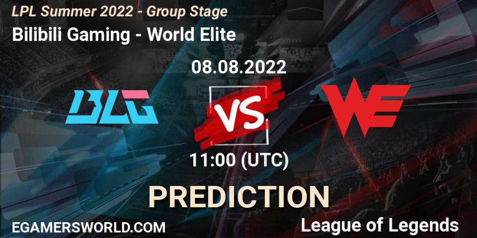 Pronósticos Bilibili Gaming - World Elite. 08.08.22. LPL Summer 2022 - Group Stage - LoL