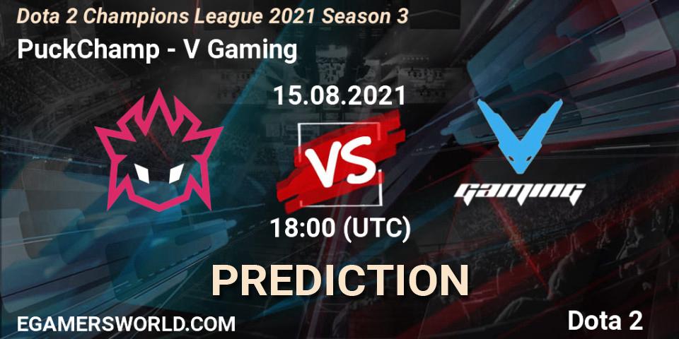 Pronósticos PuckChamp - V Gaming. 15.08.2021 at 18:00. Dota 2 Champions League 2021 Season 3 - Dota 2