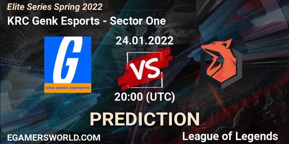 Pronósticos KRC Genk Esports - Sector One. 24.01.2022 at 20:00. Elite Series Spring 2022 - LoL