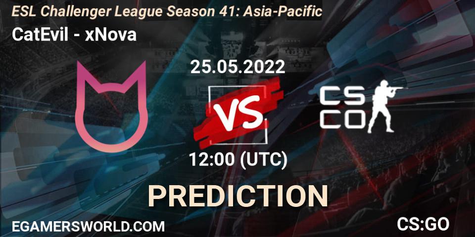 Pronósticos CatEvil - xNova. 25.05.2022 at 12:00. ESL Challenger League Season 41: Asia-Pacific - Counter-Strike (CS2)