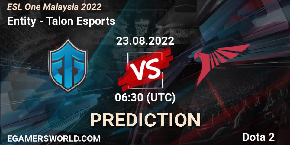 Pronósticos Entity - Talon Esports. 23.08.22. ESL One Malaysia 2022 - Dota 2