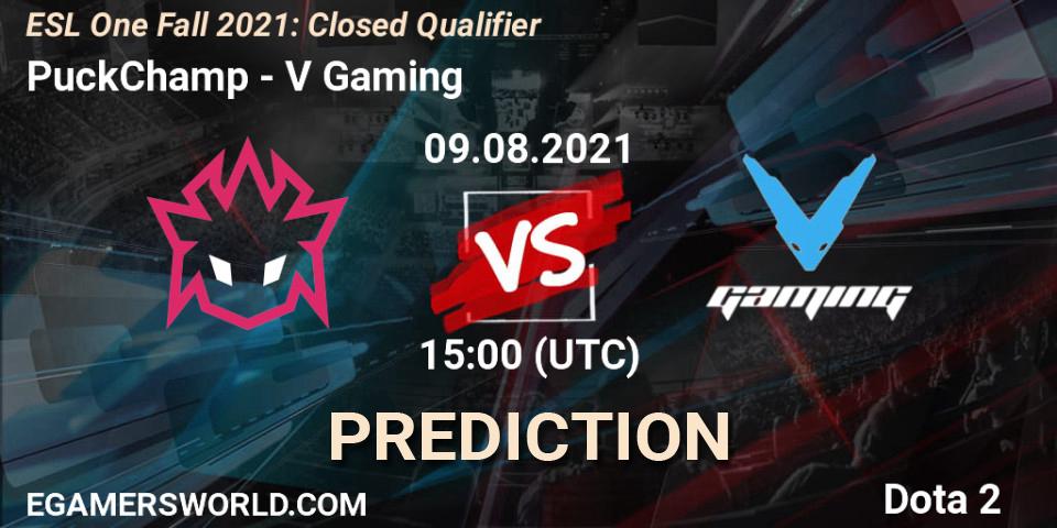 Pronósticos PuckChamp - V Gaming. 09.08.2021 at 15:08. ESL One Fall 2021: Closed Qualifier - Dota 2