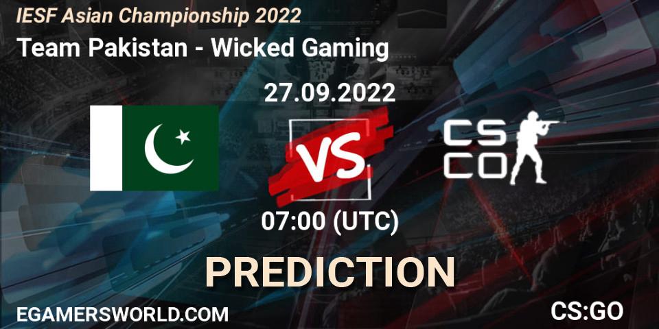 Pronósticos Team Pakistan - Wicked Gaming. 27.09.2022 at 07:00. IESF Asian Championship 2022 - Counter-Strike (CS2)