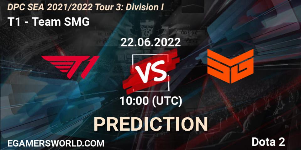 Pronósticos T1 - Team SMG. 22.06.2022 at 10:49. DPC SEA 2021/2022 Tour 3: Division I - Dota 2