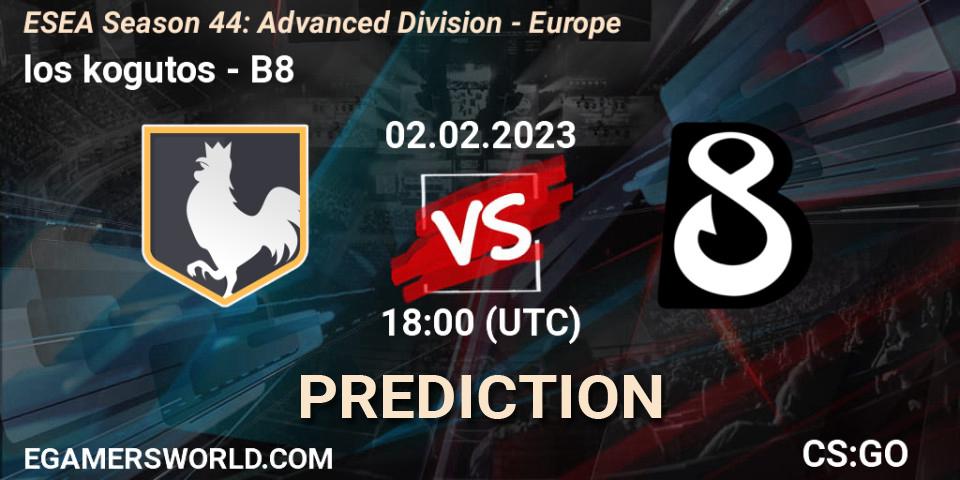 Pronósticos los kogutos - B8. 02.02.23. ESEA Season 44: Advanced Division - Europe - CS2 (CS:GO)