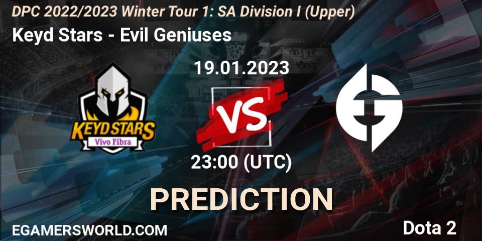 Pronósticos Keyd Stars - Evil Geniuses. 19.01.23. DPC 2022/2023 Winter Tour 1: SA Division I (Upper) - Dota 2