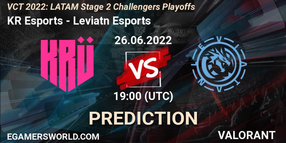 Pronósticos KRÜ Esports - Leviatán Esports. 26.06.2022 at 19:00. VCT 2022: LATAM Stage 2 Challengers Playoffs - VALORANT