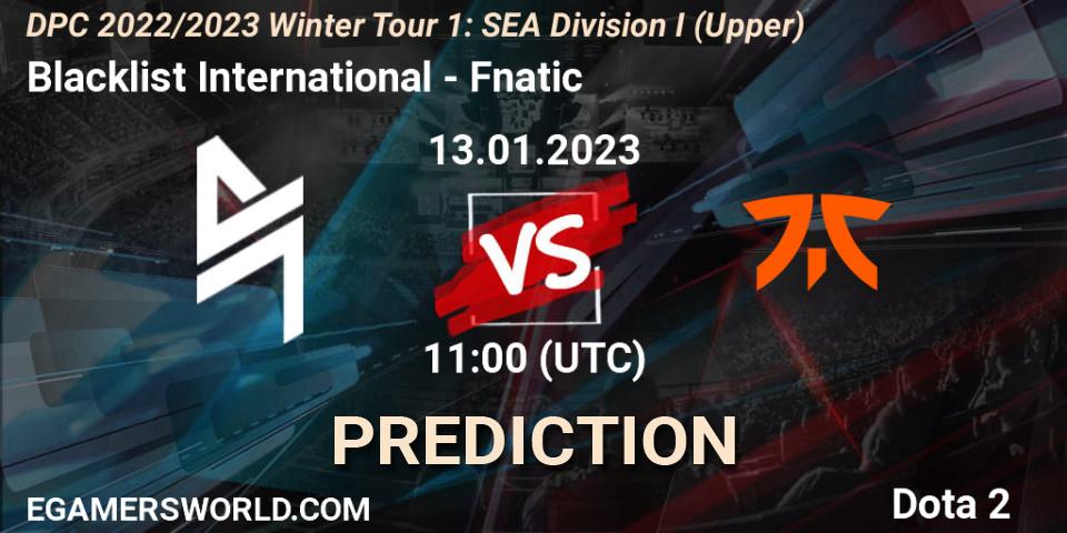 Pronósticos Blacklist International - Fnatic. 13.01.23. DPC 2022/2023 Winter Tour 1: SEA Division I (Upper) - Dota 2