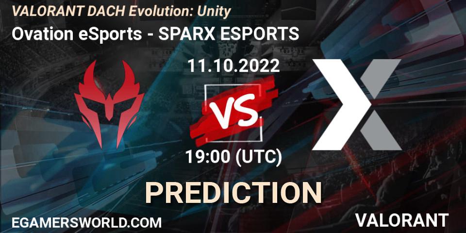 Pronósticos Ovation eSports - SPARX ESPORTS. 11.10.2022 at 19:00. VALORANT DACH Evolution: Unity - VALORANT