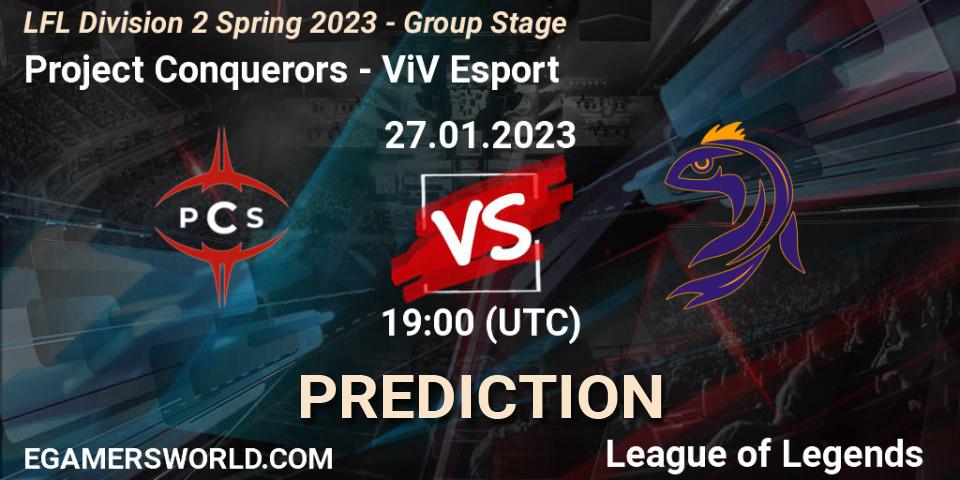 Pronósticos Project Conquerors - ViV Esport. 27.01.23. LFL Division 2 Spring 2023 - Group Stage - LoL