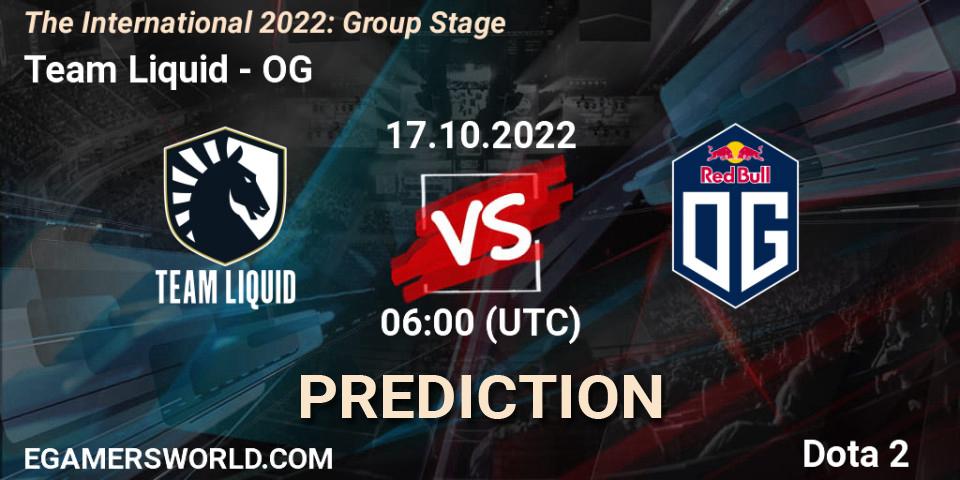 Pronósticos Team Liquid - OG. 17.10.2022 at 06:34. The International 2022: Group Stage - Dota 2