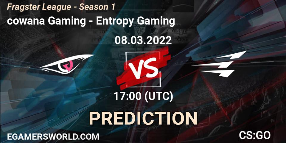 Pronósticos cowana Gaming - Entropy Gaming. 08.03.22. Fragster League - Season 1 - CS2 (CS:GO)