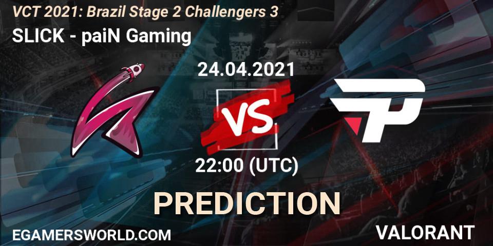 Pronósticos SLICK - paiN Gaming. 25.04.2021 at 22:00. VCT 2021: Brazil Stage 2 Challengers 3 - VALORANT
