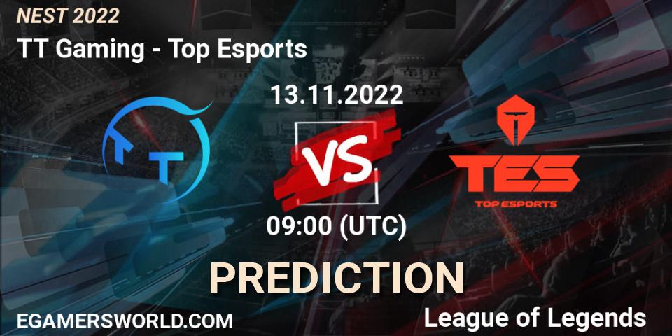 Pronósticos TT Gaming - Top Esports. 13.11.2022 at 10:00. NEST 2022 - LoL