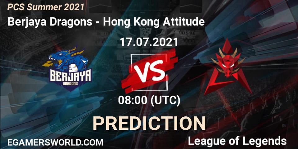 Pronósticos Berjaya Dragons - Hong Kong Attitude. 17.07.2021 at 08:00. PCS Summer 2021 - LoL