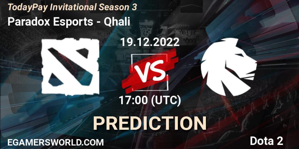 Pronósticos Paradox Esports - Qhali. 19.12.2022 at 17:12. TodayPay Invitational Season 3 - Dota 2