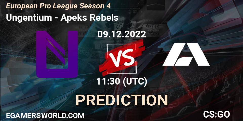 Pronósticos Ungentium - Apeks Rebels. 09.12.22. European Pro League Season 4 - CS2 (CS:GO)